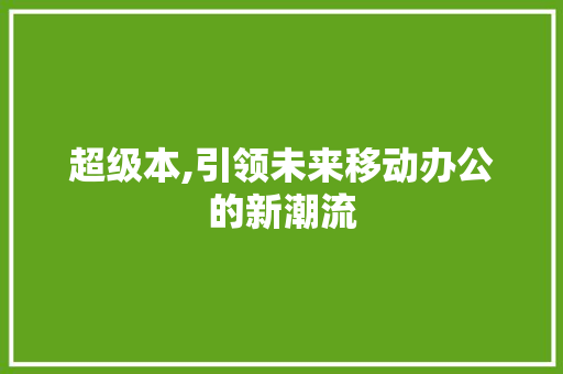 超级本,引领未来移动办公的新潮流