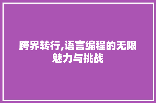 跨界转行,语言编程的无限魅力与挑战
