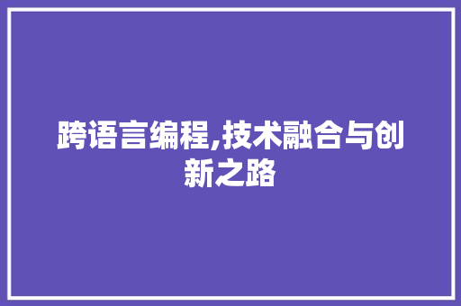 跨语言编程,技术融合与创新之路