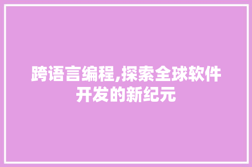 跨语言编程,探索全球软件开发的新纪元 网络技术