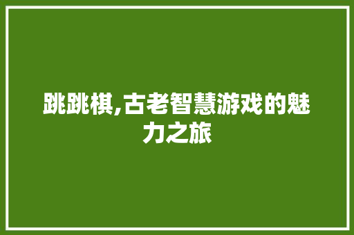 跳跳棋,古老智慧游戏的魅力之旅