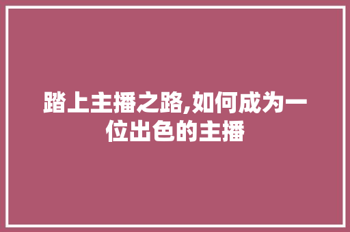 踏上主播之路,如何成为一位出色的主播