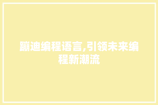 蹦迪编程语言,引领未来编程新潮流
