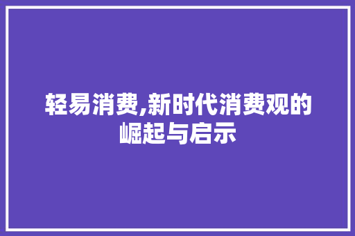 轻易消费,新时代消费观的崛起与启示