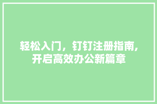 轻松入门，钉钉注册指南,开启高效办公新篇章