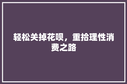 轻松关掉花呗，重拾理性消费之路 电脑配置