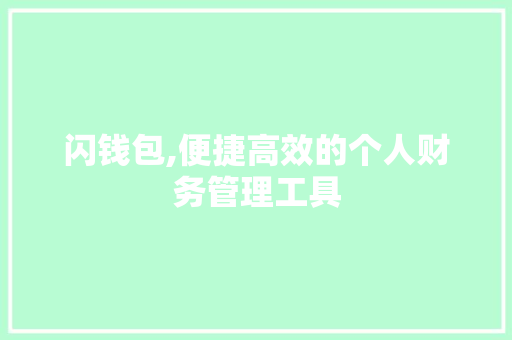 闪钱包,便捷高效的个人财务管理工具 操作系统