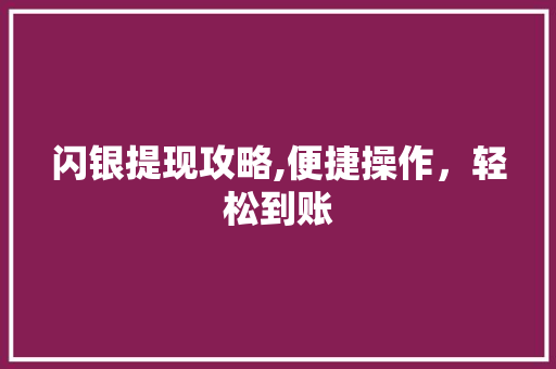 闪银提现攻略,便捷操作,轻松到账 闪银提现攻略,便捷操作,轻松到账