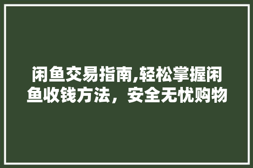 闲鱼交易指南,轻松掌握闲鱼收钱方法,安全无忧购物体验 闲鱼交易指南,轻松掌握闲鱼收钱方法,安全无忧购物体验