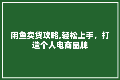 闲鱼卖货攻略,轻松上手,打造个人电商品牌 闲鱼卖货攻略,轻松上手,打造个人电商品牌