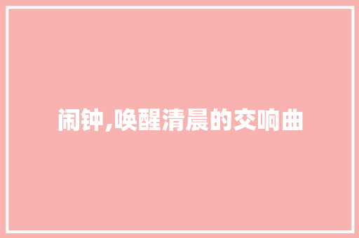 闹钟,唤醒清晨的交响曲 闹钟,唤醒清晨的交响曲