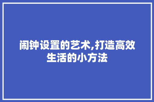 闹钟设置的艺术,打造高效生活的小方法