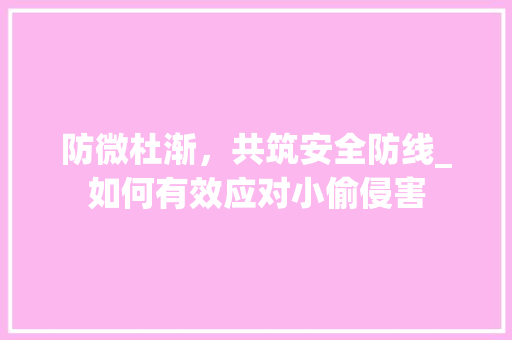 防微杜渐，共筑安全防线_如何有效应对小偷侵害
