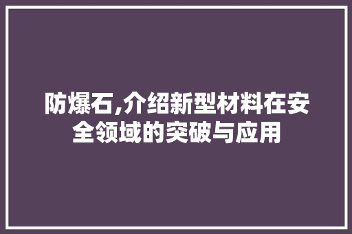防爆石,介绍新型材料在安全领域的突破与应用