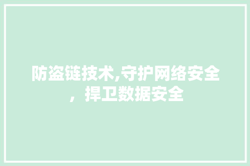 防盗链技术,守护网络安全,捍卫数据安全 防盗链技术,守护网络安全,捍卫数据安全