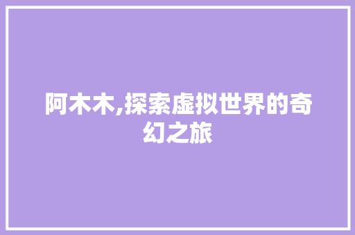 阿木木,探索虚拟世界的奇幻之旅