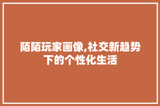陌陌玩家画像,社交新趋势下的个性化生活