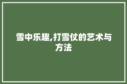 雪中乐趣,打雪仗的艺术与方法