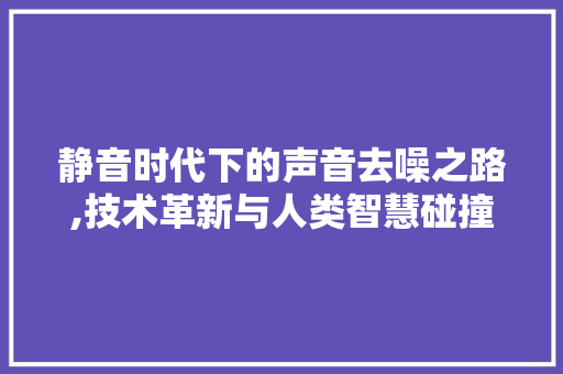 静音时代下的声音去噪之路,技术革新与人类智慧碰撞 电脑基础