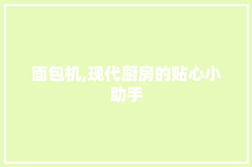 面包机,现代厨房的贴心小助手 电脑故障维修