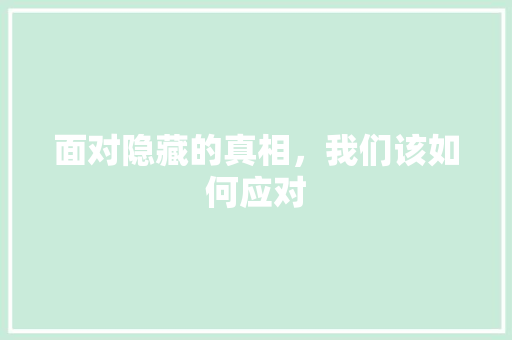 面对隐藏的真相，我们该如何应对 编程语言
