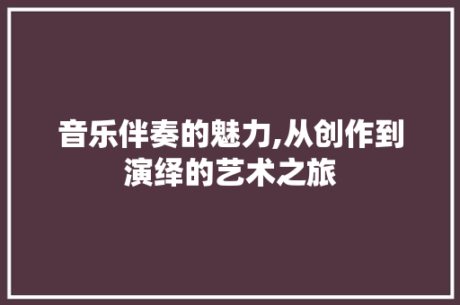音乐伴奏的魅力,从创作到演绎的艺术之旅 网络技术