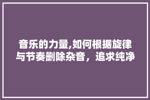 音乐的力量,如何根据旋律与节奏删除杂音，追求纯净之美 电脑故障维修