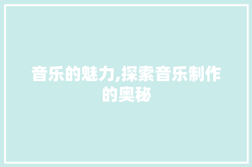 音乐的魅力,探索音乐制作的奥秘 编程语言