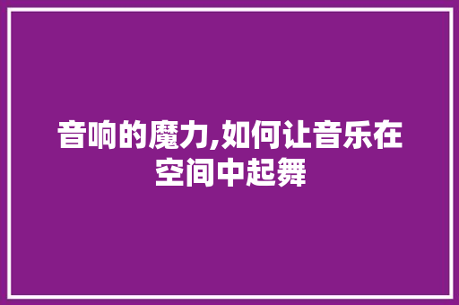 音响的魔力,如何让音乐在空间中起舞 音响的魔力,如何让音乐在空间中起舞