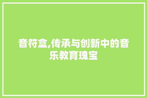 音符盒,传承与创新中的音乐教育瑰宝