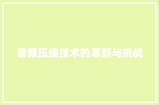 音频压缩技术的革新与挑战 电脑基础