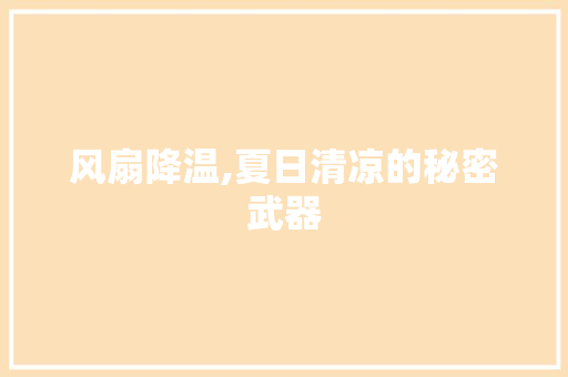 风扇降温,夏日清凉的秘密武器