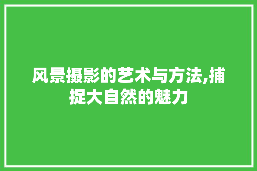 风景摄影的艺术与方法,捕捉大自然的魅力