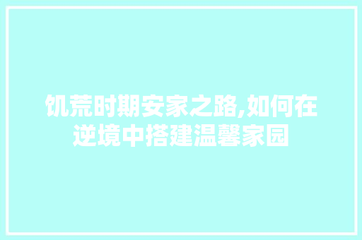 饥荒时期安家之路,如何在逆境中搭建温馨家园