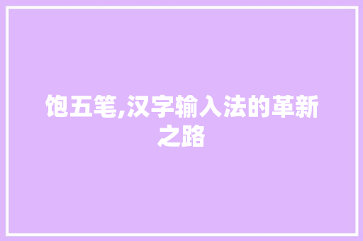饱五笔,汉字输入法的革新之路