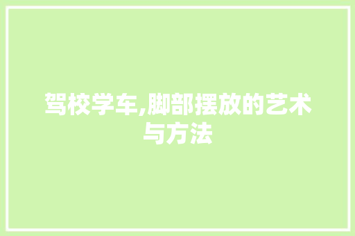 驾校学车,脚部摆放的艺术与方法