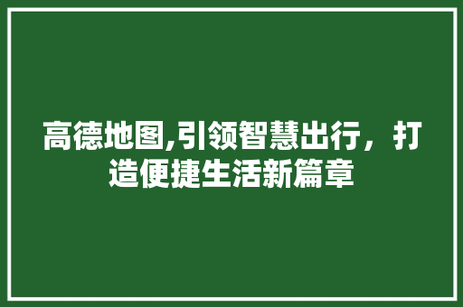 高德地图,引领智慧出行，打造便捷生活新篇章