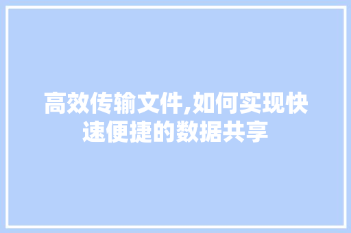 高效传输文件,如何实现快速便捷的数据共享