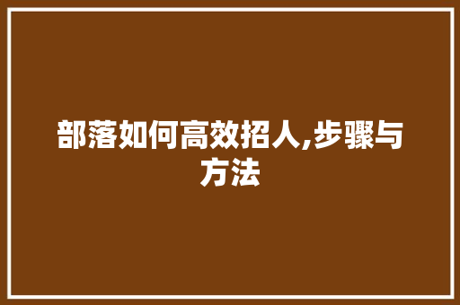 部落如何高效招人,步骤与方法