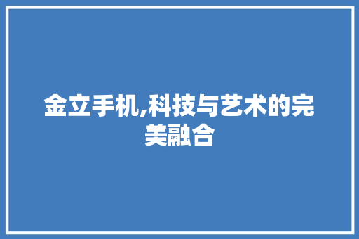 金立手机,科技与艺术的完美融合 电脑故障维修