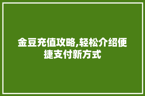 金豆充值攻略,轻松介绍便捷支付新方式 电脑故障维修