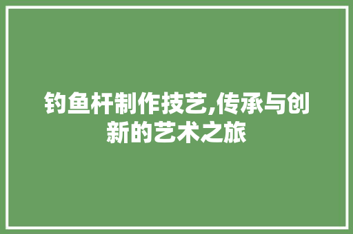 钓鱼杆制作技艺,传承与创新的艺术之旅 电脑基础