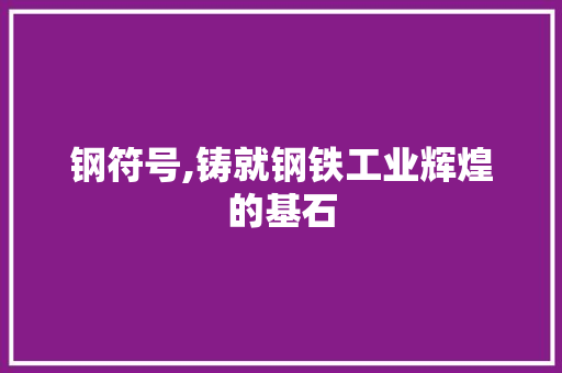 钢符号,铸就钢铁工业辉煌的基石 电脑故障维修