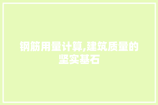 钢筋用量计算,建筑质量的坚实基石 操作系统