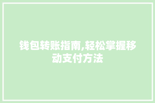 钱包转账指南,轻松掌握移动支付方法