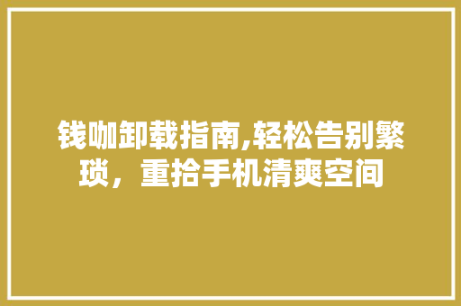 钱咖卸载指南,轻松告别繁琐，重拾手机清爽空间