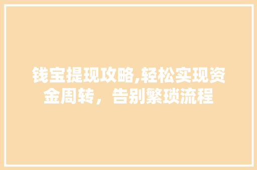 钱宝提现攻略,轻松实现资金周转，告别繁琐流程