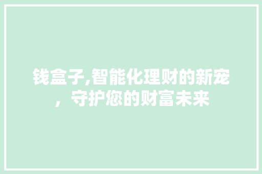 钱盒子,智能化理财的新宠，守护您的财富未来