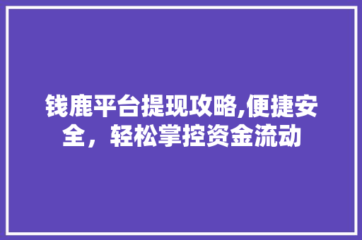 钱鹿平台提现攻略,便捷安全，轻松掌控资金流动