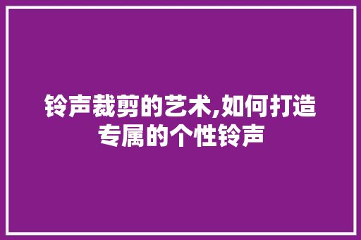 铃声裁剪的艺术,如何打造专属的个性铃声